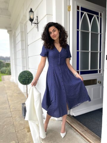 Navy Spotty Tee Dress - 8