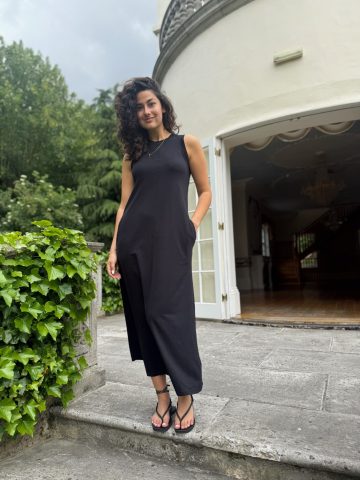 Black Pure Cotton Midi T-Shirt Dress - 18