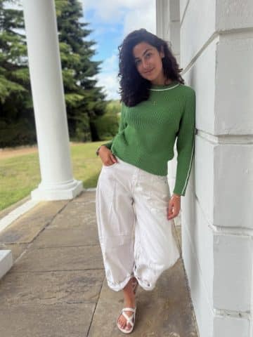 Green With White Trim Jumper - 16