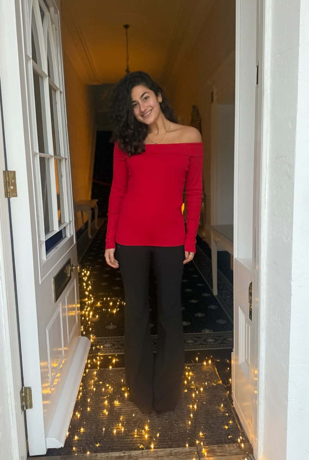 Red Ex Karen Millen Soft Touch Off The Shoulder Wide Turn over Neck Jumper - Image 2