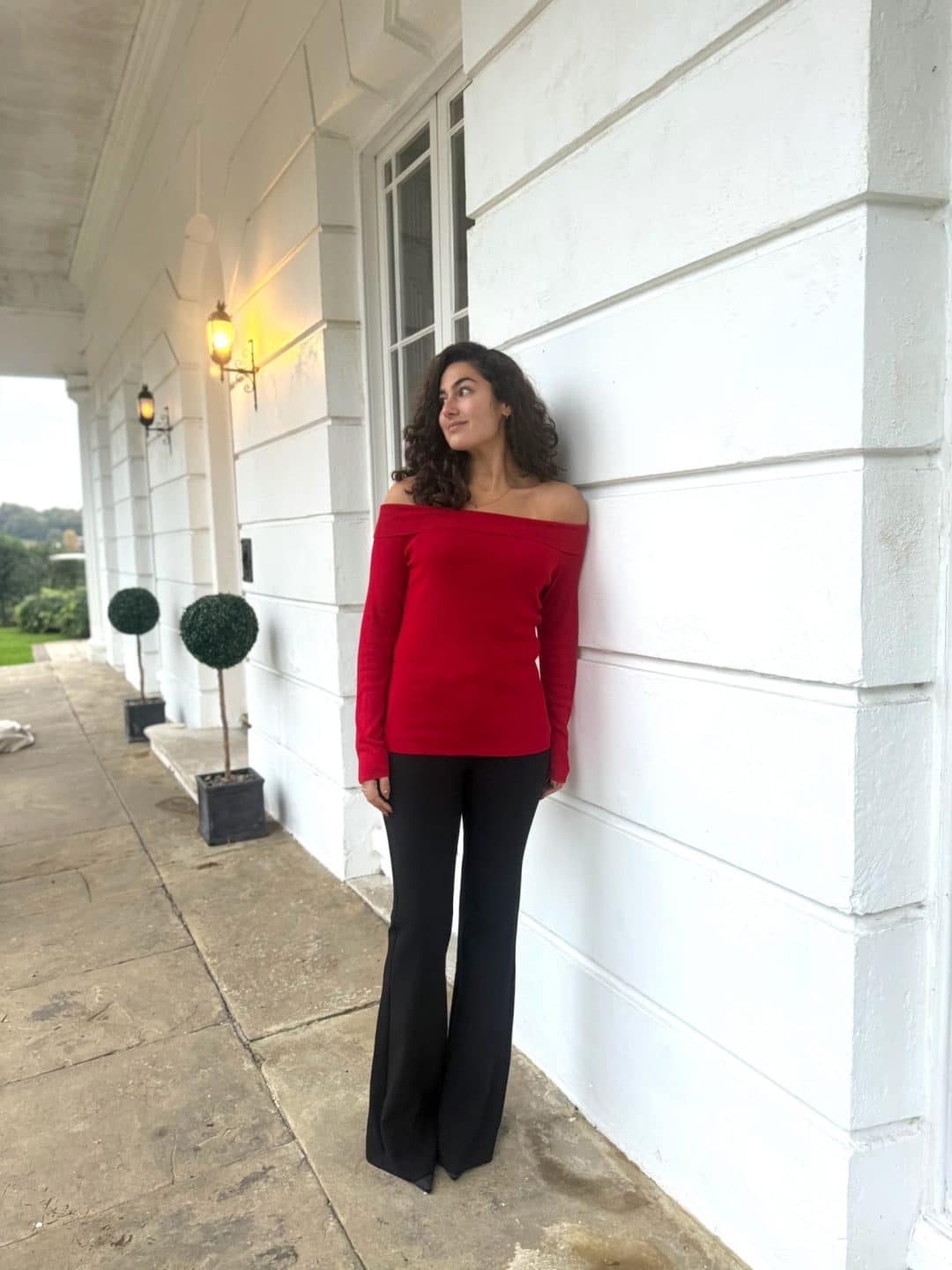 Red Ex Karen Millen Soft Touch Off The Shoulder Wide Turn over Neck Jumper - Image 4