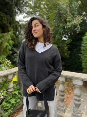 Black V Neck Side Split Jumper - 12-14