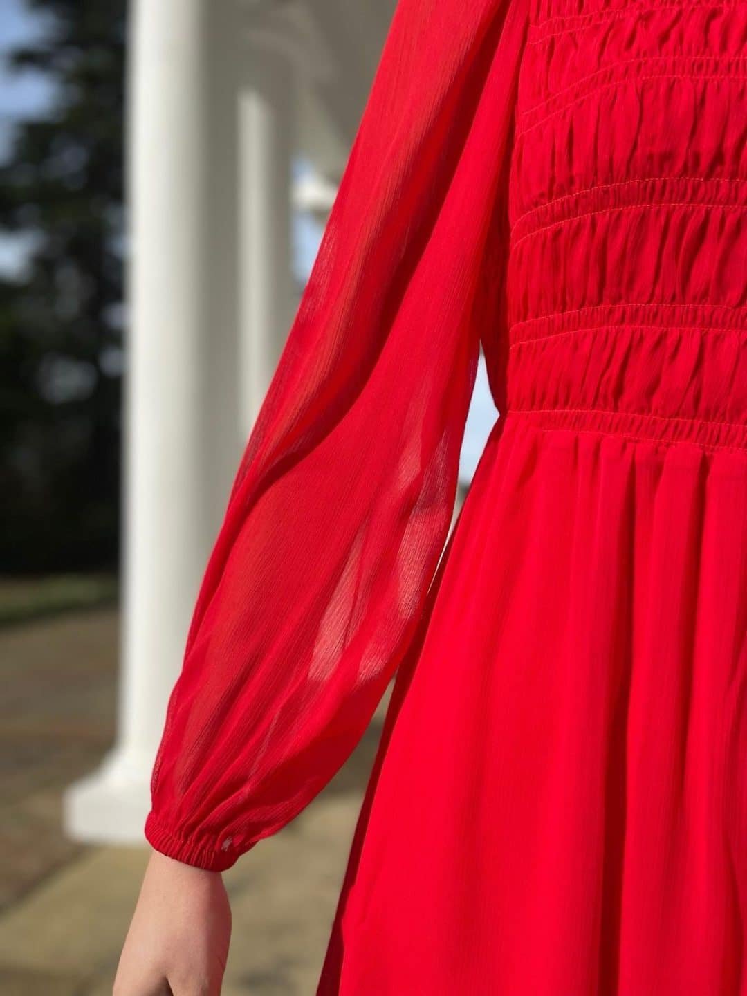 Red Chiffon Lined Smock Top Dress - Janes Stall