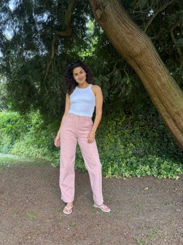 Dusty Pink Utility Style Cotton Rich Trousers  - 18 REG