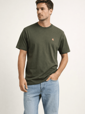 Deep Khaki Carhartt Short Sleeve Logo T-Shirt  - M