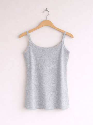 Grey Cotton Lace Trim Strap Vest - UK10