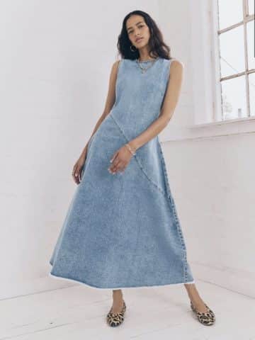 Blue Fit Flare Sleeveless Maxi Dress - uk 10