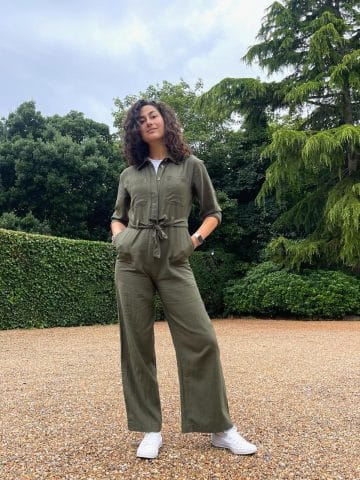Khaki Cotton Utility Jumpsuit - UK 6