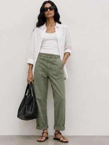 Khaki Straight Leg Carpenter Trousers - 16 SHORT