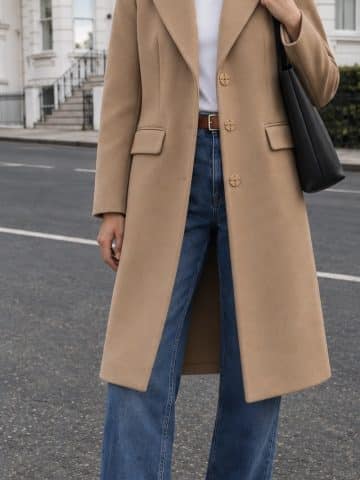 Camel Tailored Knee-Length Coat - UK18