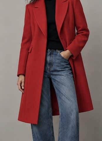 Red Darted Tailored Coat - UK14